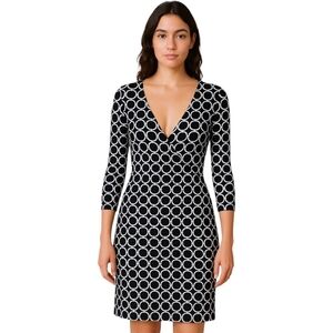 White House|Black Market Chain Link Geo Print Dress Sz 4 Faux Wrap Corpcore